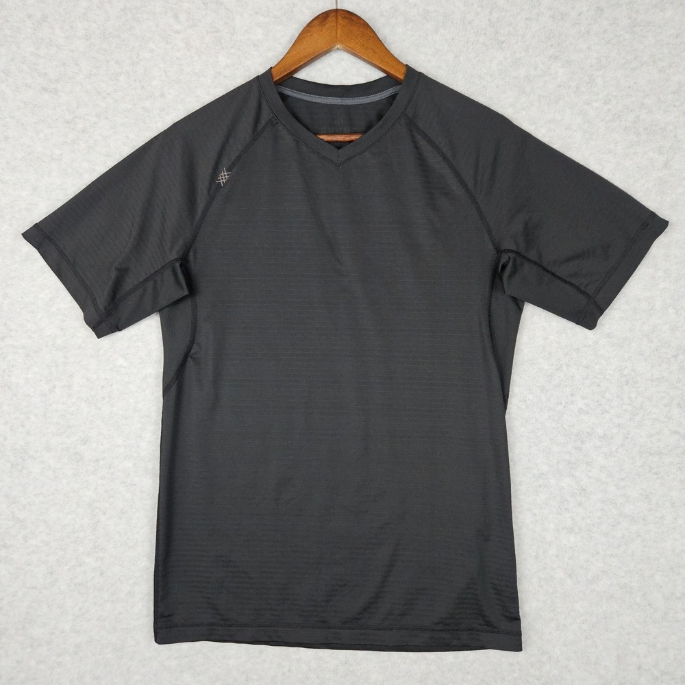 Rhone (Mens Small) Black V-Neck Short Sleeve Athletic Training Shirt Gym Workout